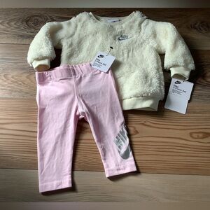 Nike girls fuzzy sweatshirt & leggings set size 6 months(NWT)~PRICE IS FIRM ~